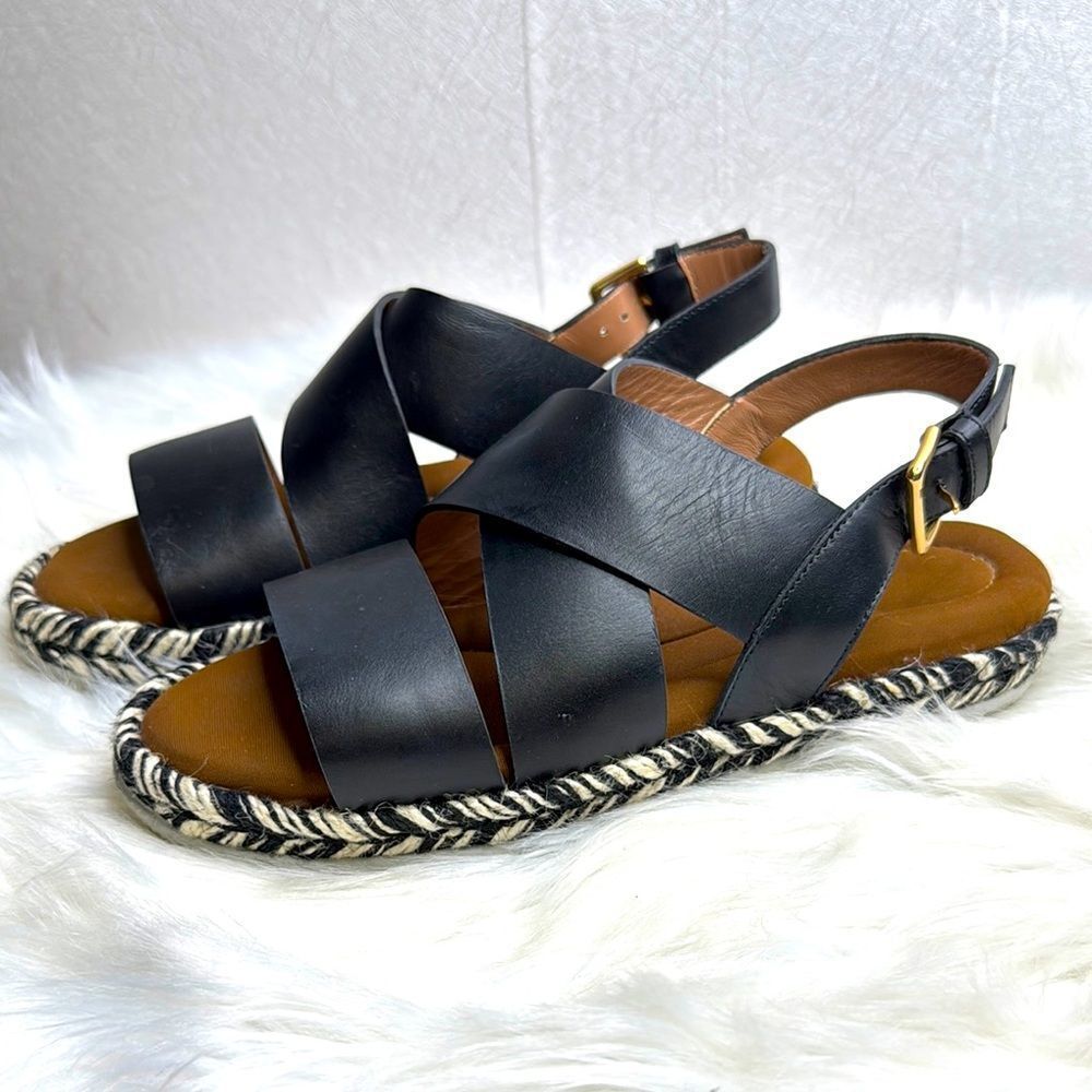 Marni Espadrille Criss Cross Leather Sandals 38